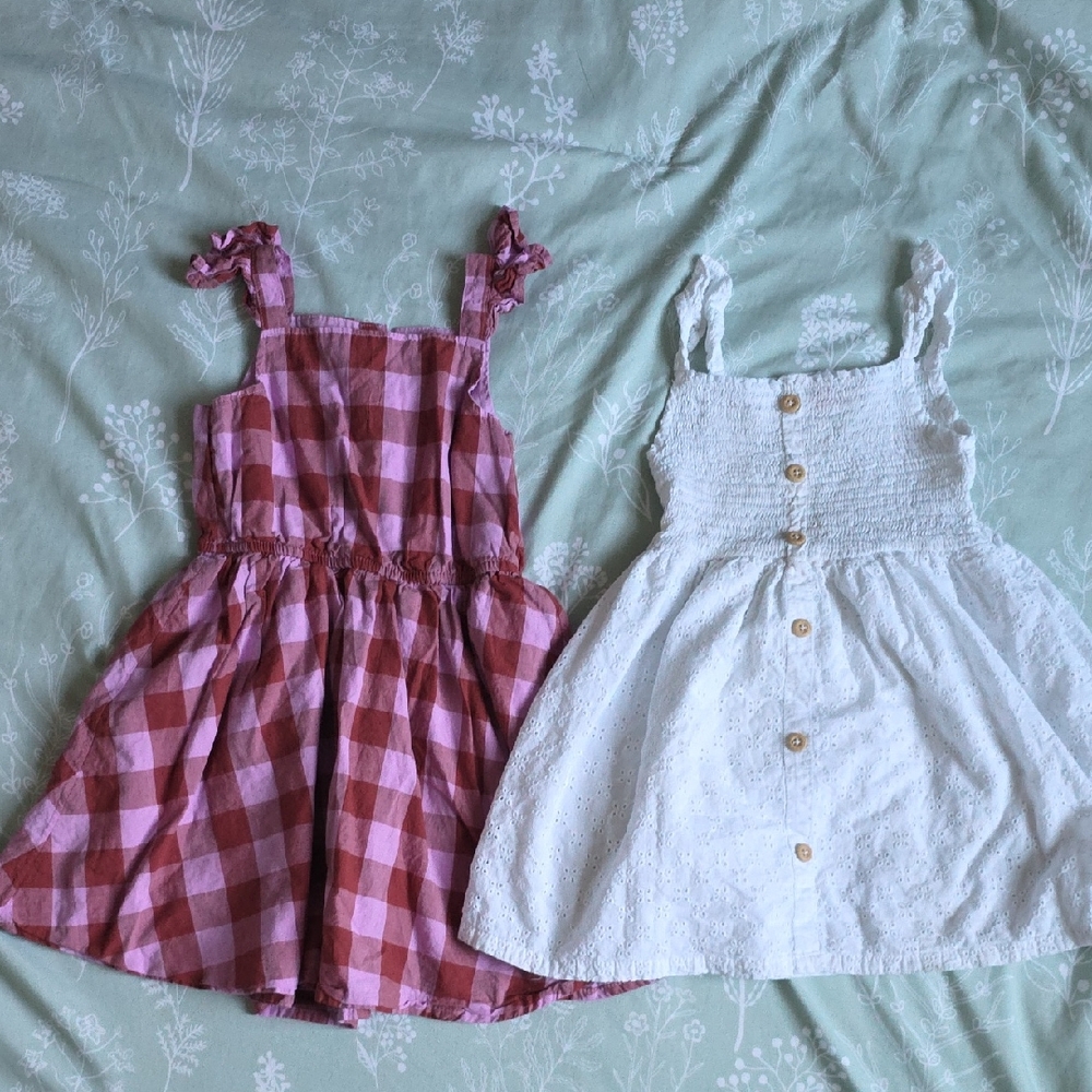 Wonder Nation Pink Checkered and White Button Kids Dress Set